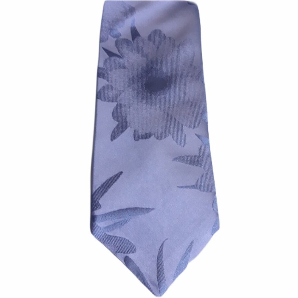 DKNY Blue Lavender Floral 100% Silk Tie